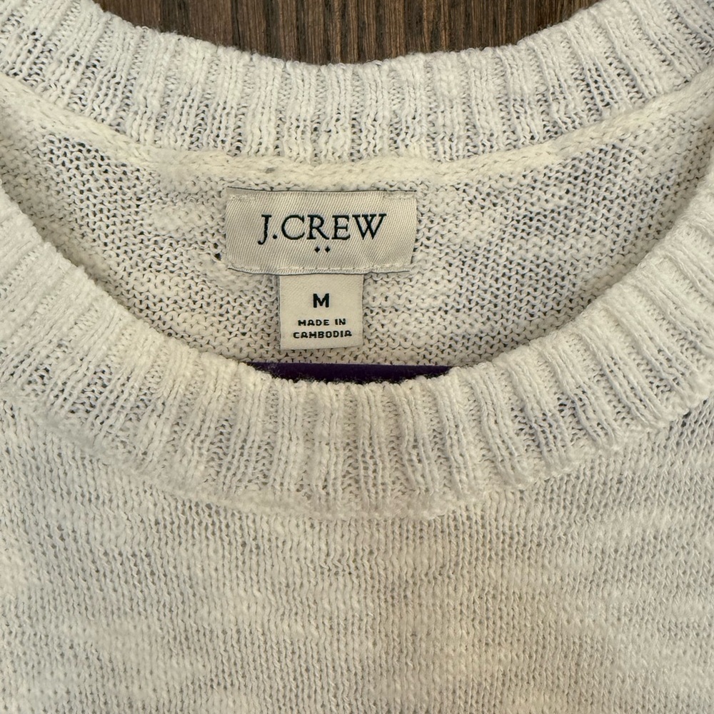 J.Crew lightweight knit beach Knit Sweater White with blue stripes - Picture 2 of 5